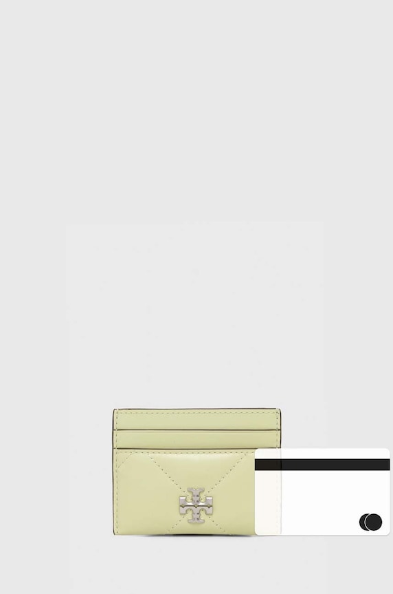 Tory Burch etui na karty skórzane Kira Diamond Quilt zielony 154993.300
