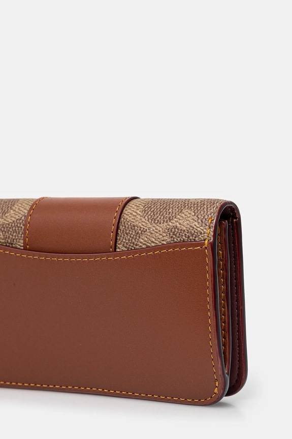 Kožená peněženka Coach CR542 hnědá SS26