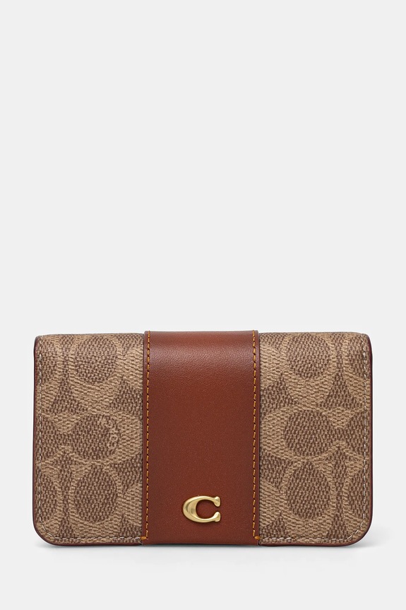 Δερμάτινο πορτοφόλι Coach λείο δέρμα καφέ CR542