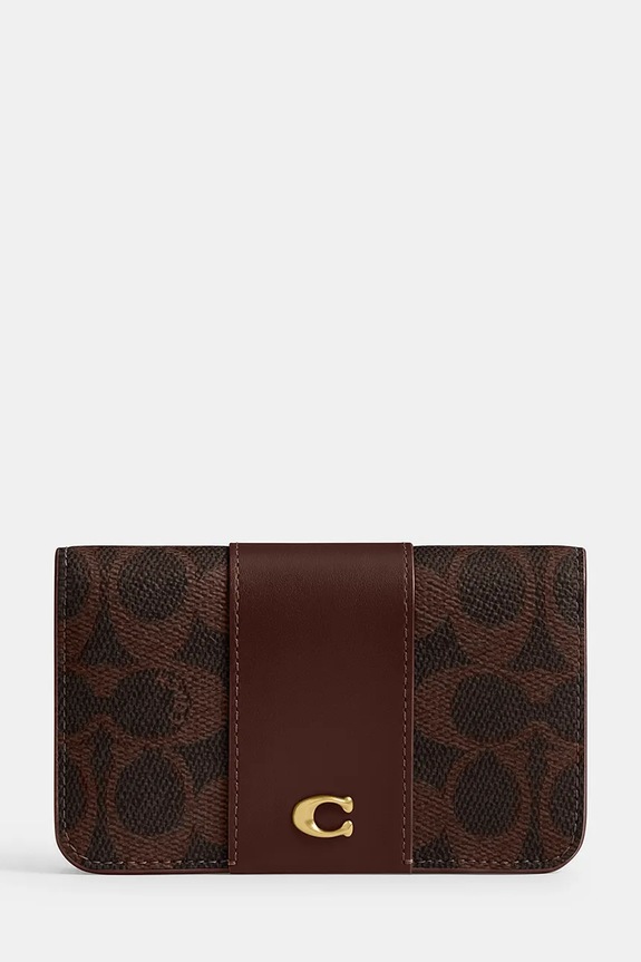 Kožni novčanik Coach zrnata koža smeđa CR542