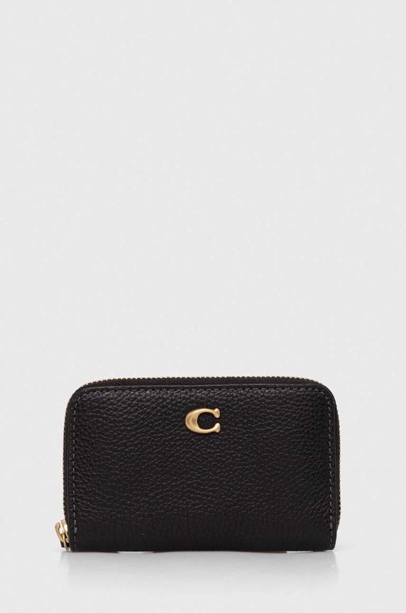 Coach portofel de piele uni negru CR551