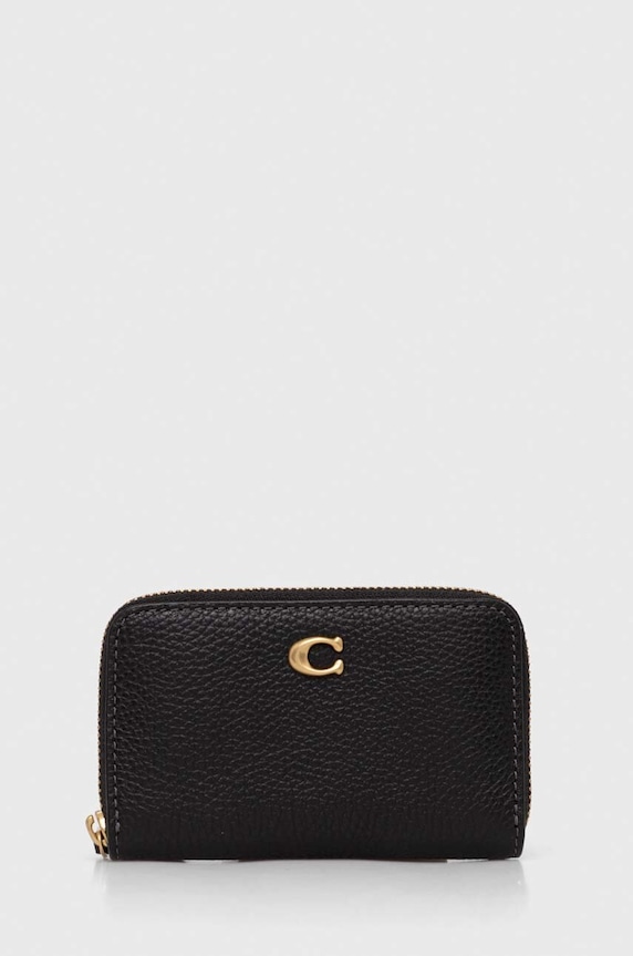 Coach portofel de piele uni negru CR551
