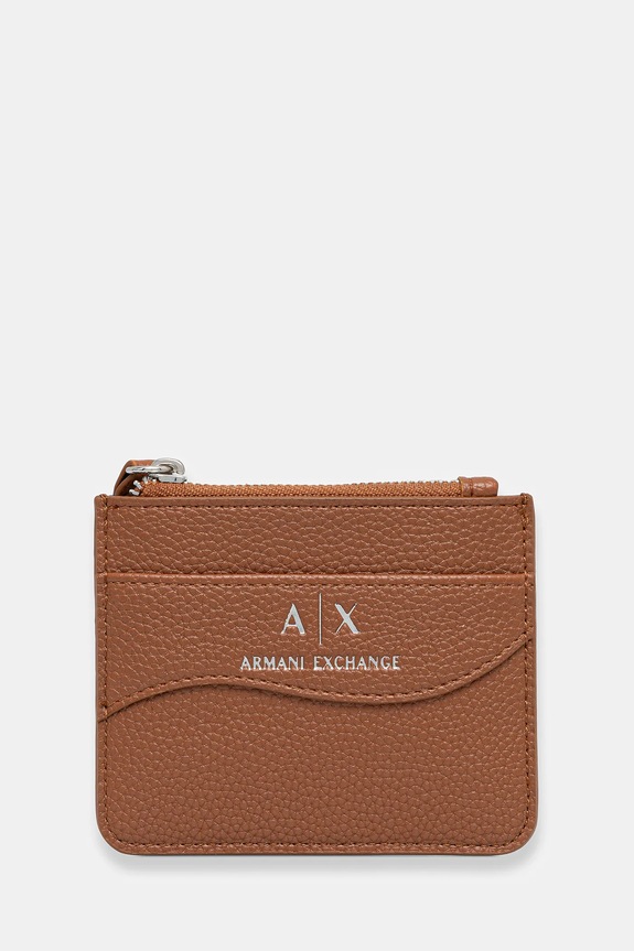 Armani Exchange etui na karty imitacja skóry licowej brązowy 948539.CC783