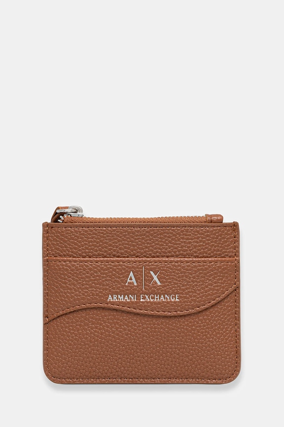 Armani Exchange etui na karty imitacja skóry licowej brązowy 948539.CC783