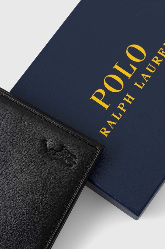 Δερμάτινο πορτοφόλι Polo Ralph Lauren μαύρο 405913723