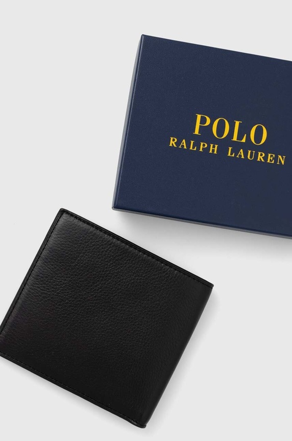 Δερμάτινο πορτοφόλι Polo Ralph Lauren 405913723 μαύρο