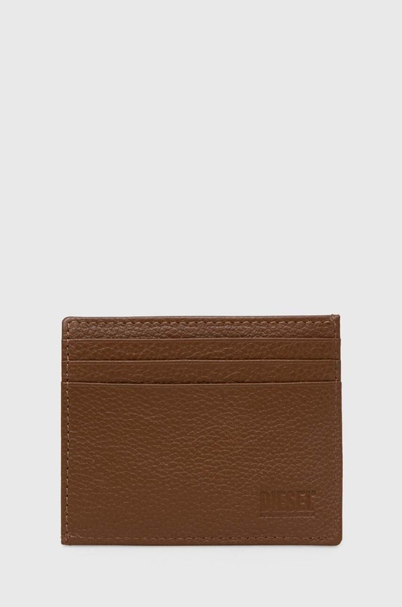 Diesel etui na karty skórzane X09910.P0685 brązowy SS24