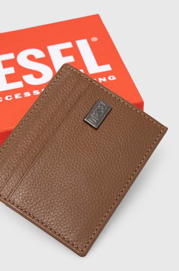 Akcesoria Diesel etui na karty skórzane X09910.P0685 brązowy
