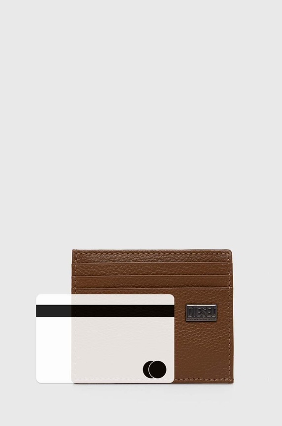 Diesel etui na karty skórzane brązowy X09910.P0685