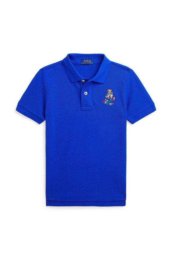Детска памучна тениска с яка Polo Ralph Lauren памук син 322853788011