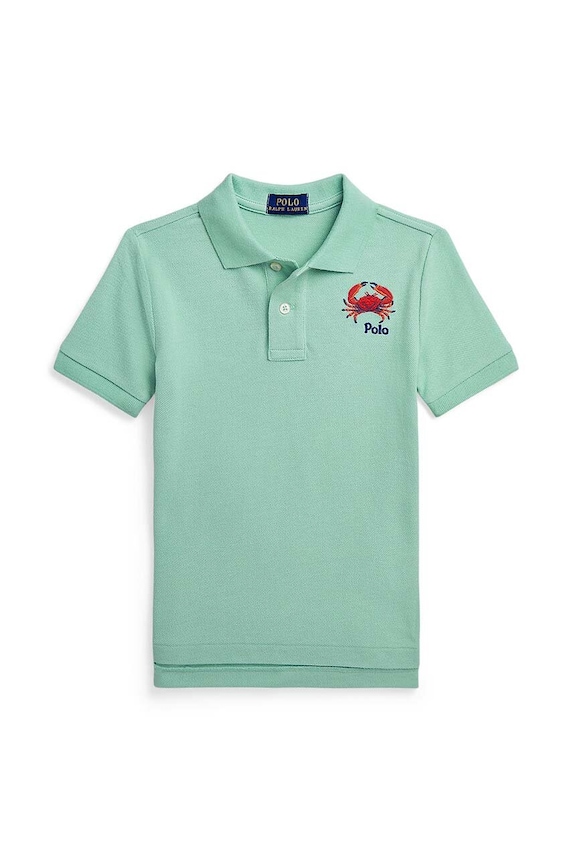 Детска памучна тениска с яка Polo Ralph Lauren памук зелен 322936134001