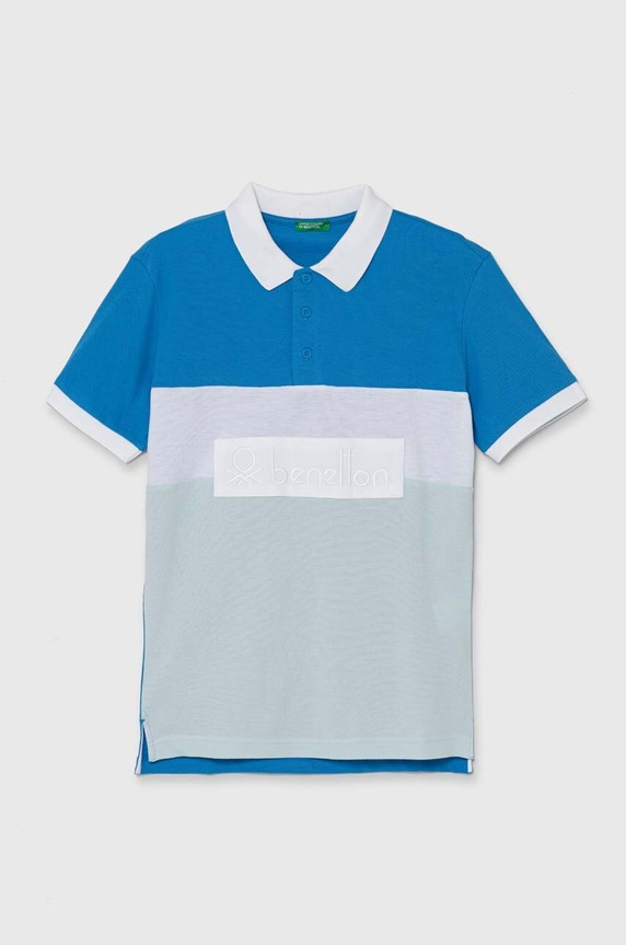 Dětská bavlněná polokošile United Colors of Benetton nášivka modrá 3088C301G.G.Seasonal