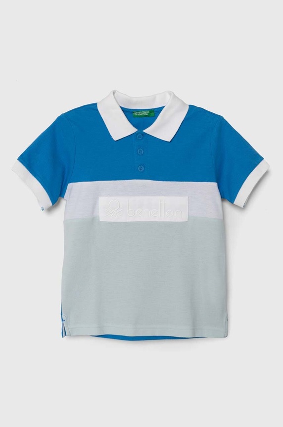 Dětská bavlněná polokošile United Colors of Benetton nášivka modrá 3088G300N.P.Seasonal