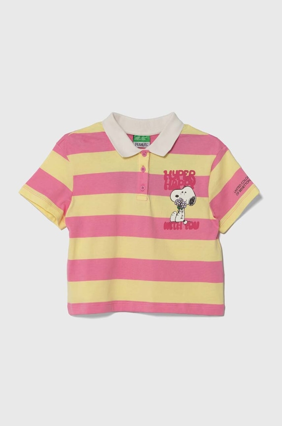 Detská bavlenná polokošeľa United Colors of Benetton potlač ružová 34BSC301F.G.Seasonal