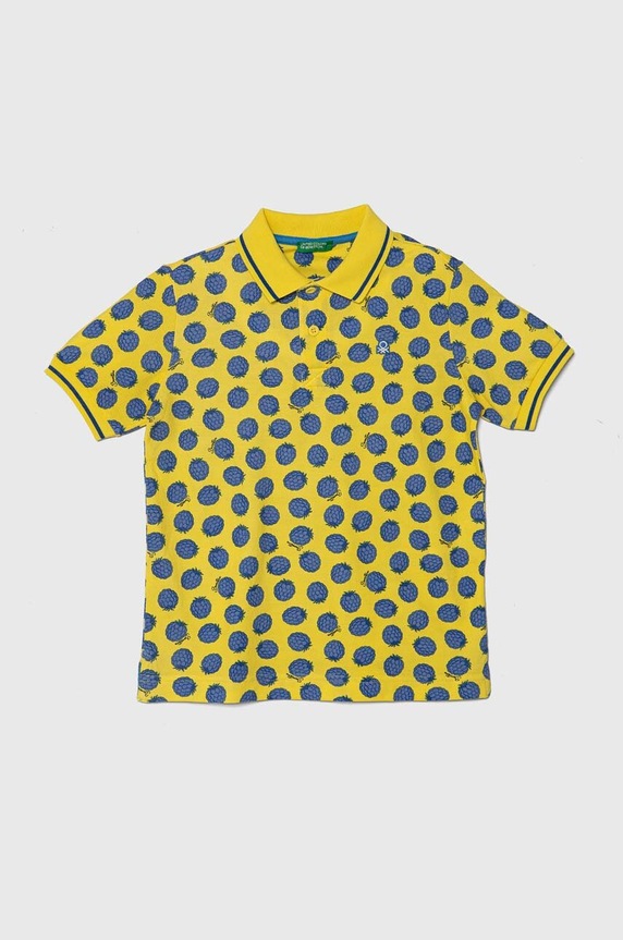Dětská bavlněná polokošile United Colors of Benetton propínací žlutá 361YC301H.G.Seasonal