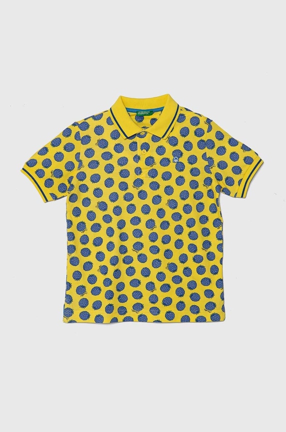 Dětská bavlněná polokošile United Colors of Benetton propínací žlutá 361YC301H.G.Seasonal