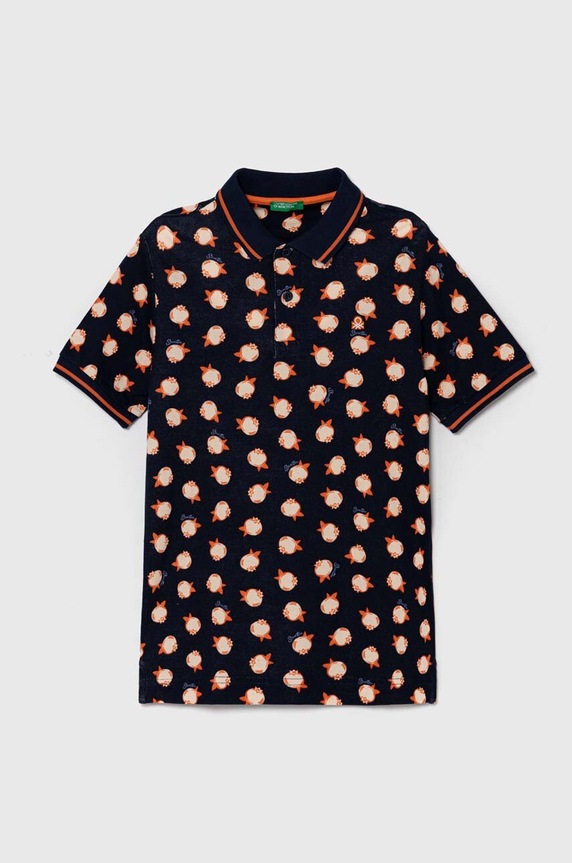 Dětská bavlněná polokošile United Colors of Benetton propínací námořnická modř 361YC301H.G.Seasonal