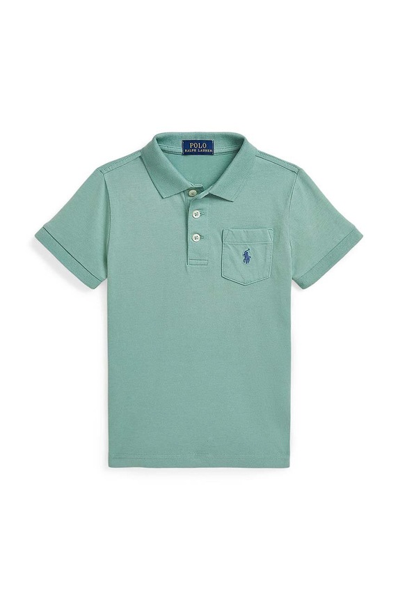 Детска памучна тениска с яка Polo Ralph Lauren памук зелен 322942065002