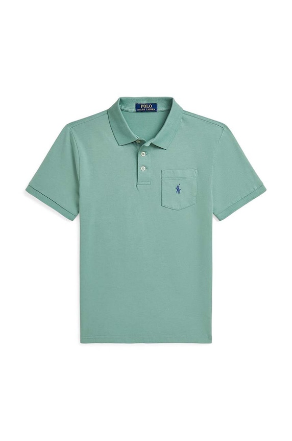 Детска памучна тениска с яка Polo Ralph Lauren памук зелен 323942065002