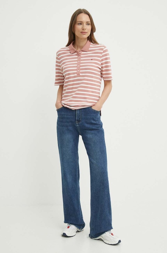 Tommy Hilfiger poló WW0WW39531 rózsaszín SS24