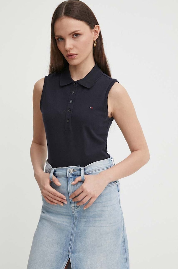 Top Tommy Hilfiger slim σκούρο μπλε WW0WW41794