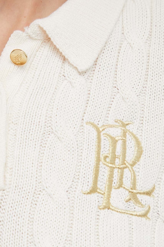 Lauren Ralph Lauren Sveter s krátkym rukávom dámsky bavlnený 200932224 béžová