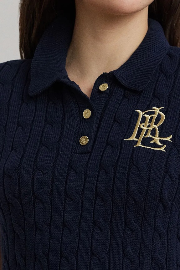 Lauren Ralph Lauren sveter s krátkym rukávom dámsky bavlnený tmavomodrá 200932224