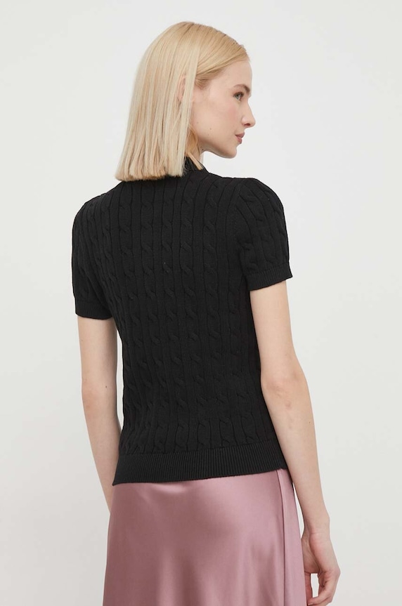 Odzież Lauren Ralph Lauren sweter z krótkim rękawem damski bawełniany 200932224 czarny