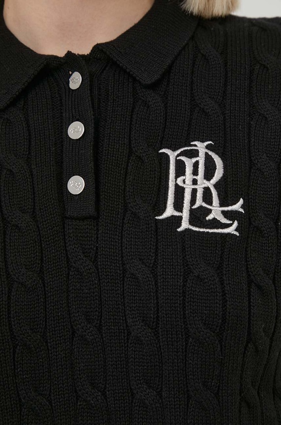 Lauren Ralph Lauren sweter z krótkim rękawem damski bawełniany 200932224 czarny