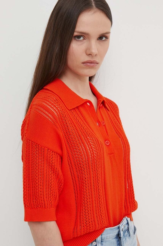 United Colors of Benetton sweter bawełniany pomarańczowy 1394D300V