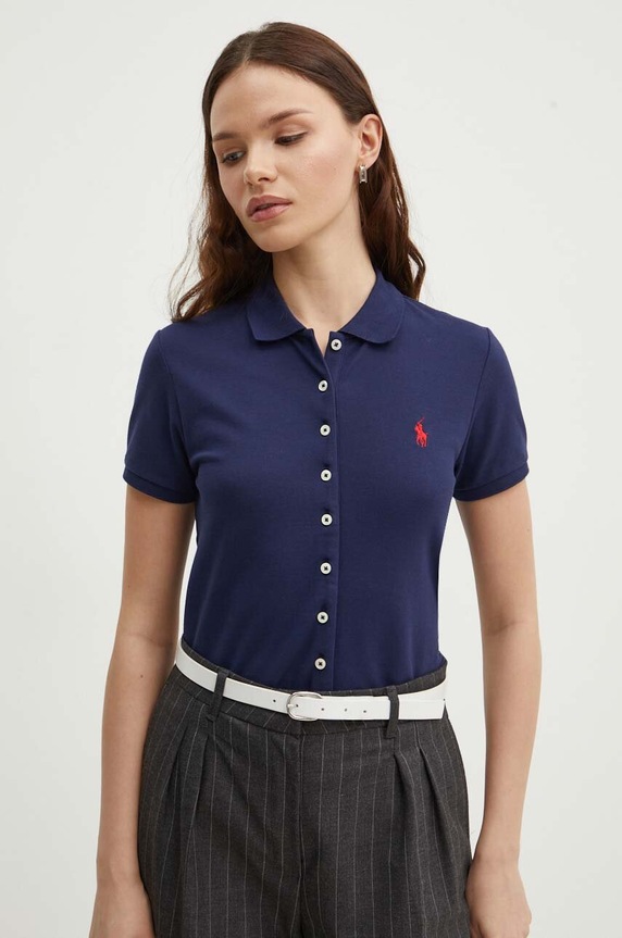 Πόλο Polo Ralph Lauren με ελαστάν σκούρο μπλε 211939272