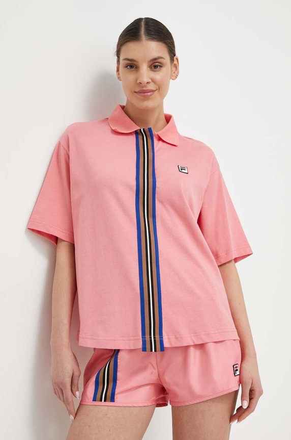 Polo tričko Fila propínací růžová TW411141