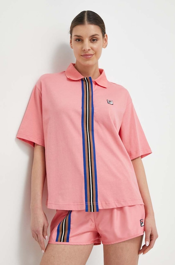 Polo tričko Fila propínací růžová TW411141