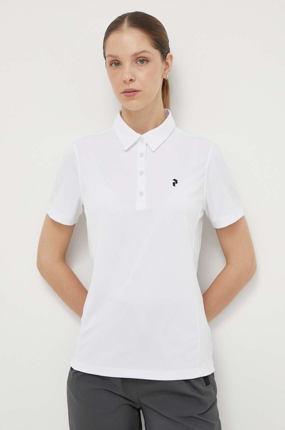 Polo tričko Peak Performance potisk bílá G79493