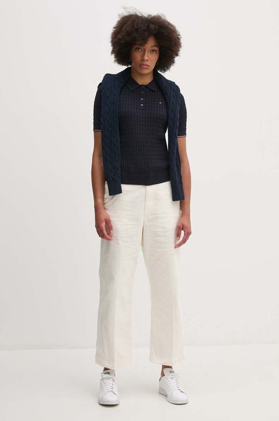 Bavlněné polo tričko Tommy Hilfiger WW0WW41878 námořnická modř SS24