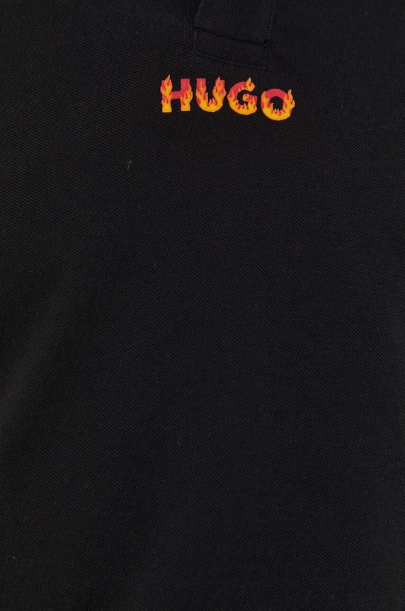Βαμβακερό μπλουζάκι πόλο HUGO 50504559 μαύρο
