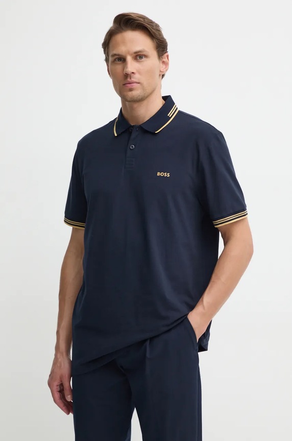 BOSS Green tricou polo Paul print bleumarin 50506193