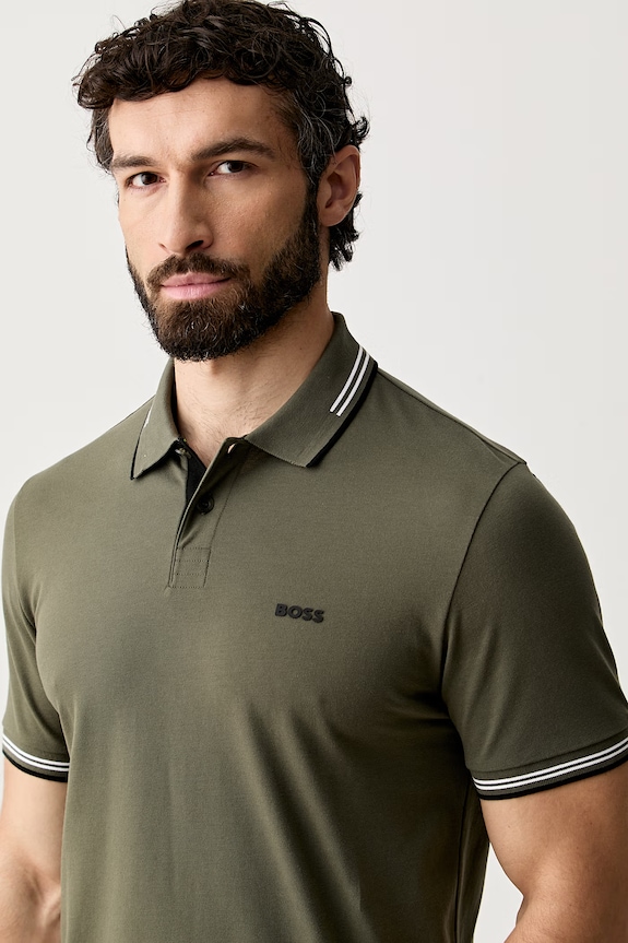 BOSS Green поло чоловіче з бавовною Paul зелений 50506193
