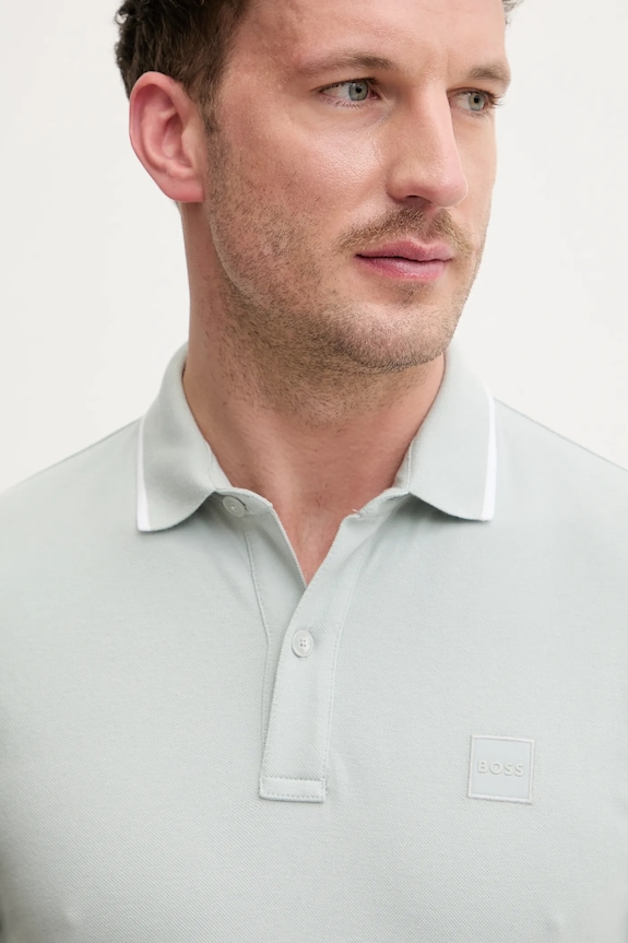 BOSS Orange polo bărbătesc din bumbac cu elastan Passertip 50507699 turcoaz