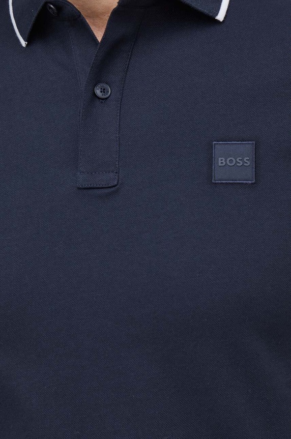 BOSS Orange πόλο ανδρικό από βαμβάκι με ελαστάν Passertip σκούρο μπλε 50507699