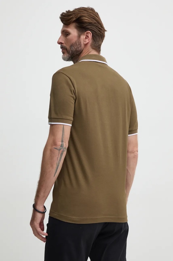 Oblačila BOSS Orange polo majica moška bombažna z elastanom Passertip 50507699 zelena