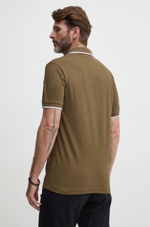 Oblačila BOSS Orange polo majica moška bombažna z elastanom Passertip 50507699 zelena