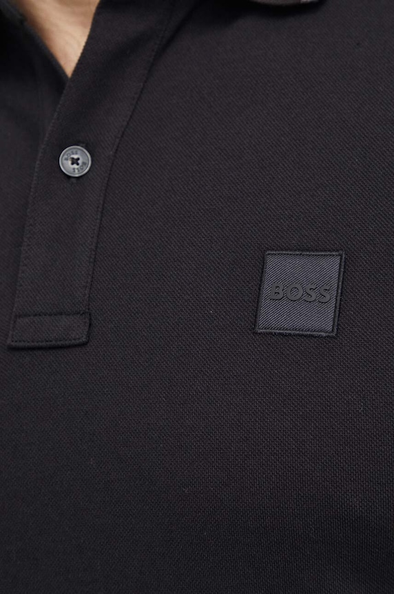BOSS Orange πόλο Ανδρικό βαμβακερό με ελαστάν Passertip μαύρο 50507699