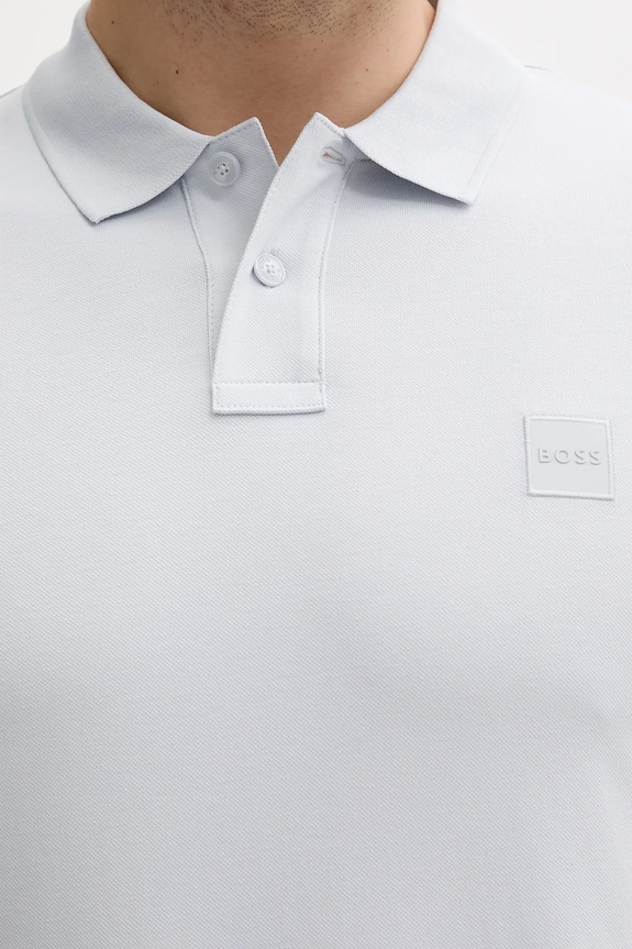 BOSS Orange polo tričko pánske bavlnené s elastanom Passenger modrá 50507803