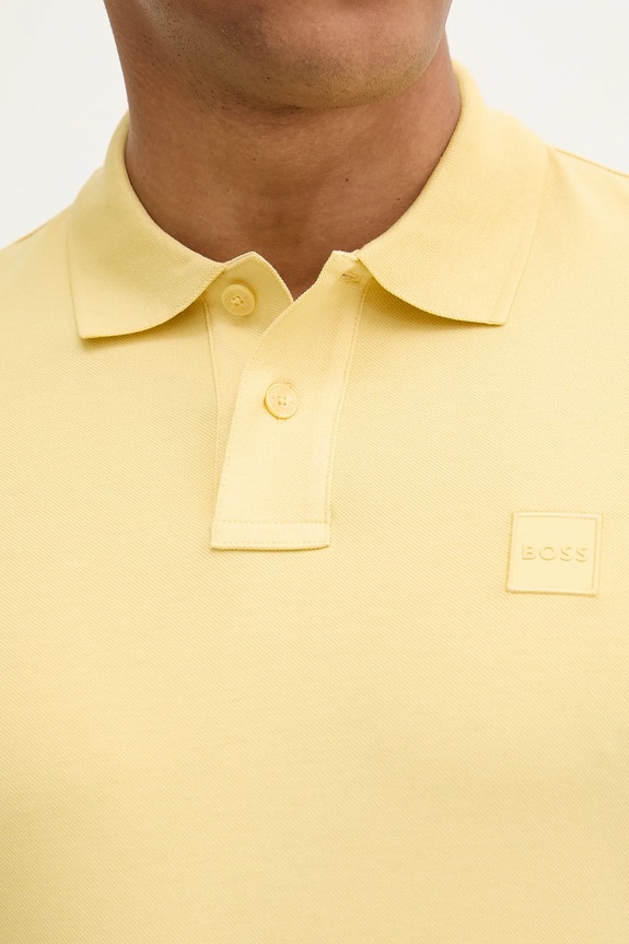 BOSS Orange polo tričko pánske bavlnené s elastanom Passenger 50507803 žltá