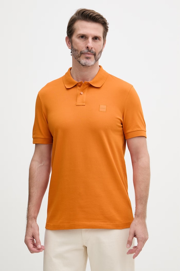 BOSS Orange polo bărbătesc din bumbac cu elastan Passenger portocaliu 50507803