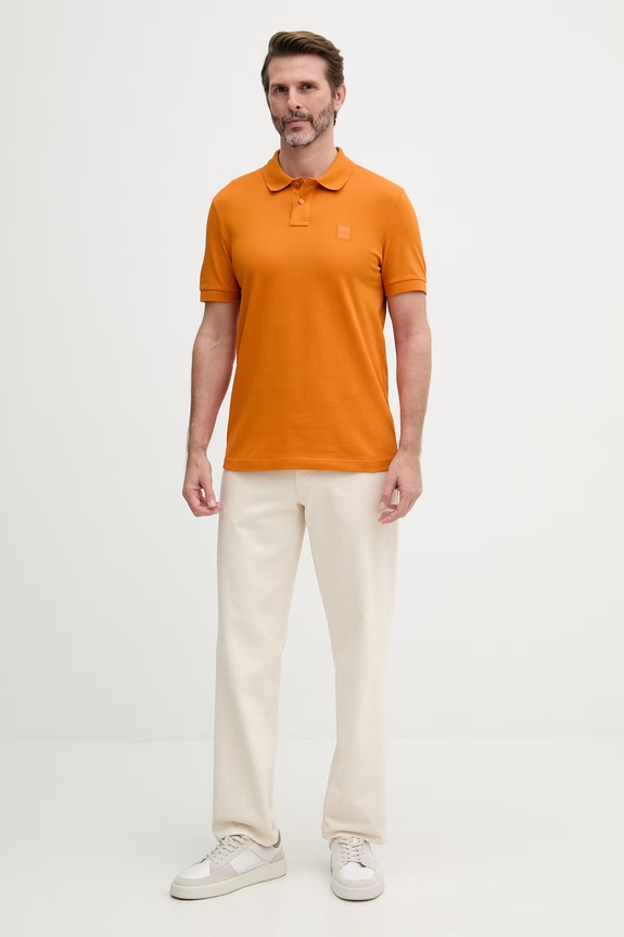 BOSS Orange polo bărbătesc din bumbac cu elastan Passenger 50507803 portocaliu AA00