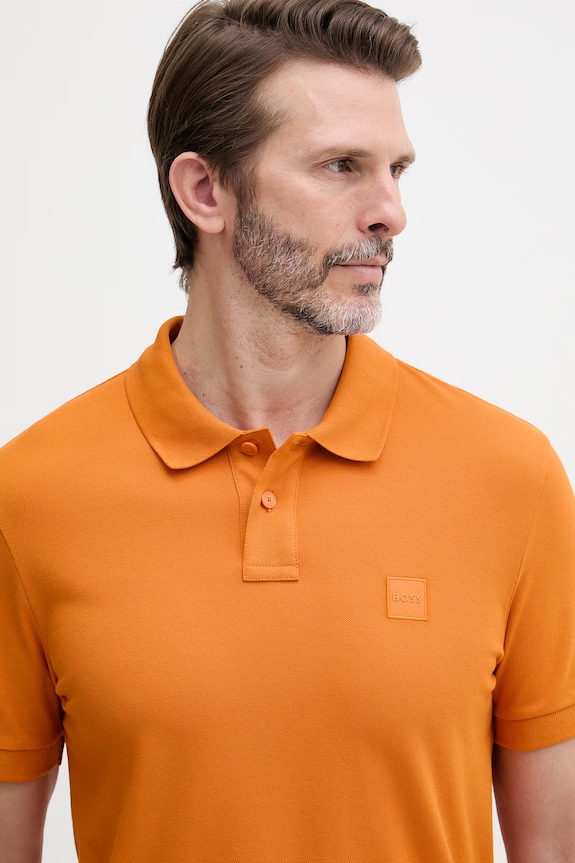 BOSS Orange polo bărbătesc din bumbac cu elastan Passenger portocaliu 50507803