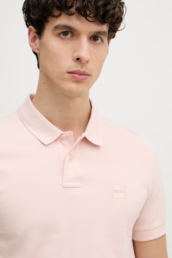 BOSS Orange polo bărbătesc din bumbac cu elastan Passenger roz 50507803