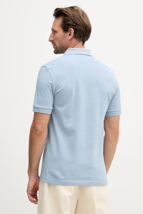 Ρούχα BOSS Orange πόλο ανδρικό βαμβακερό με ελαστάν Passenger 50507803 μπλε